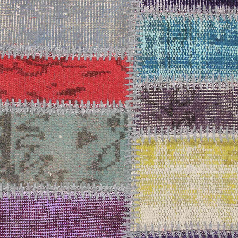 Patchwork Hand-Knotted Turkish Runner - 2' 7" x 9' 11" (31" x 119") - K0076529
