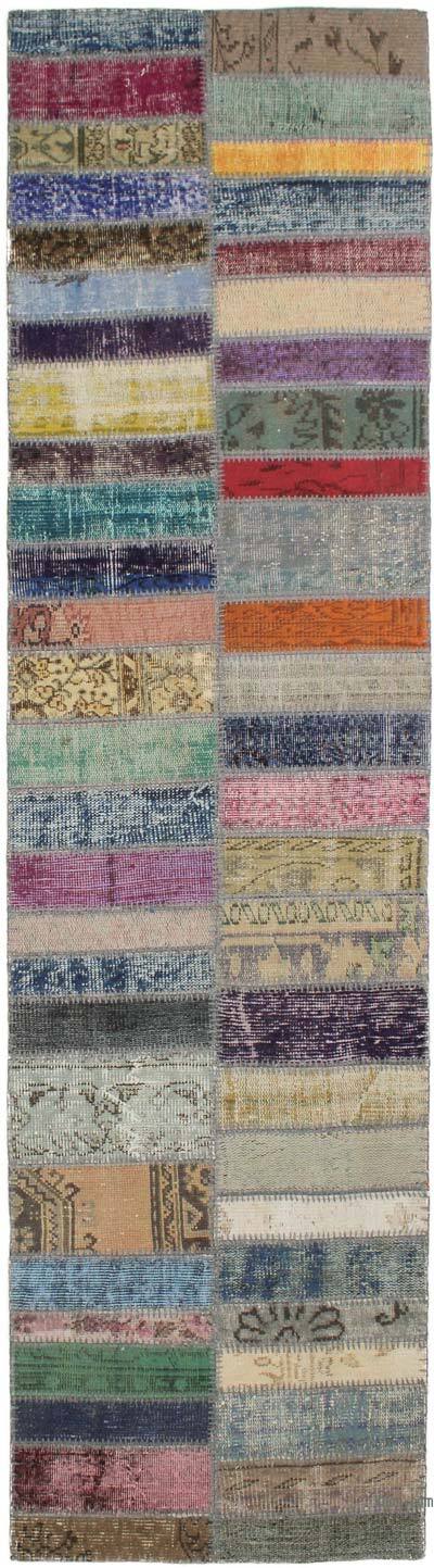 Boyalı Patchwork Halı - 80 cm x 303 cm
