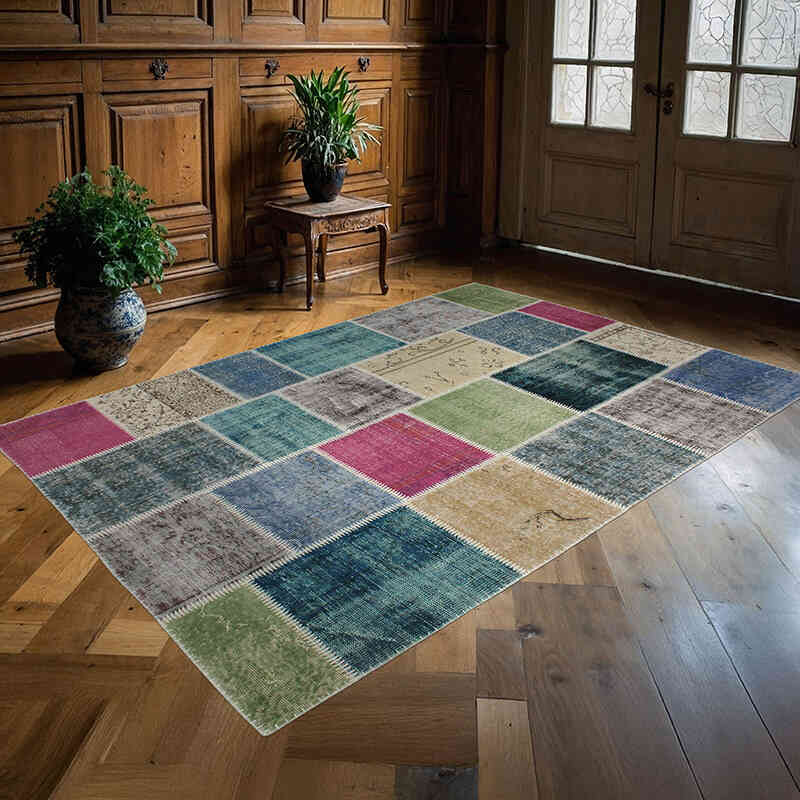 Patchwork El Dokuma Halı - 162 cm x 238 cm - K0076530