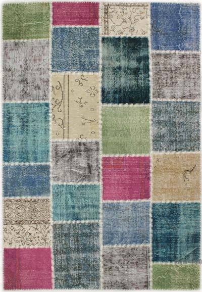 Patchwork Hand-Knotted Turkish Rug - 5' 4" x 7' 10" (64" x 94")