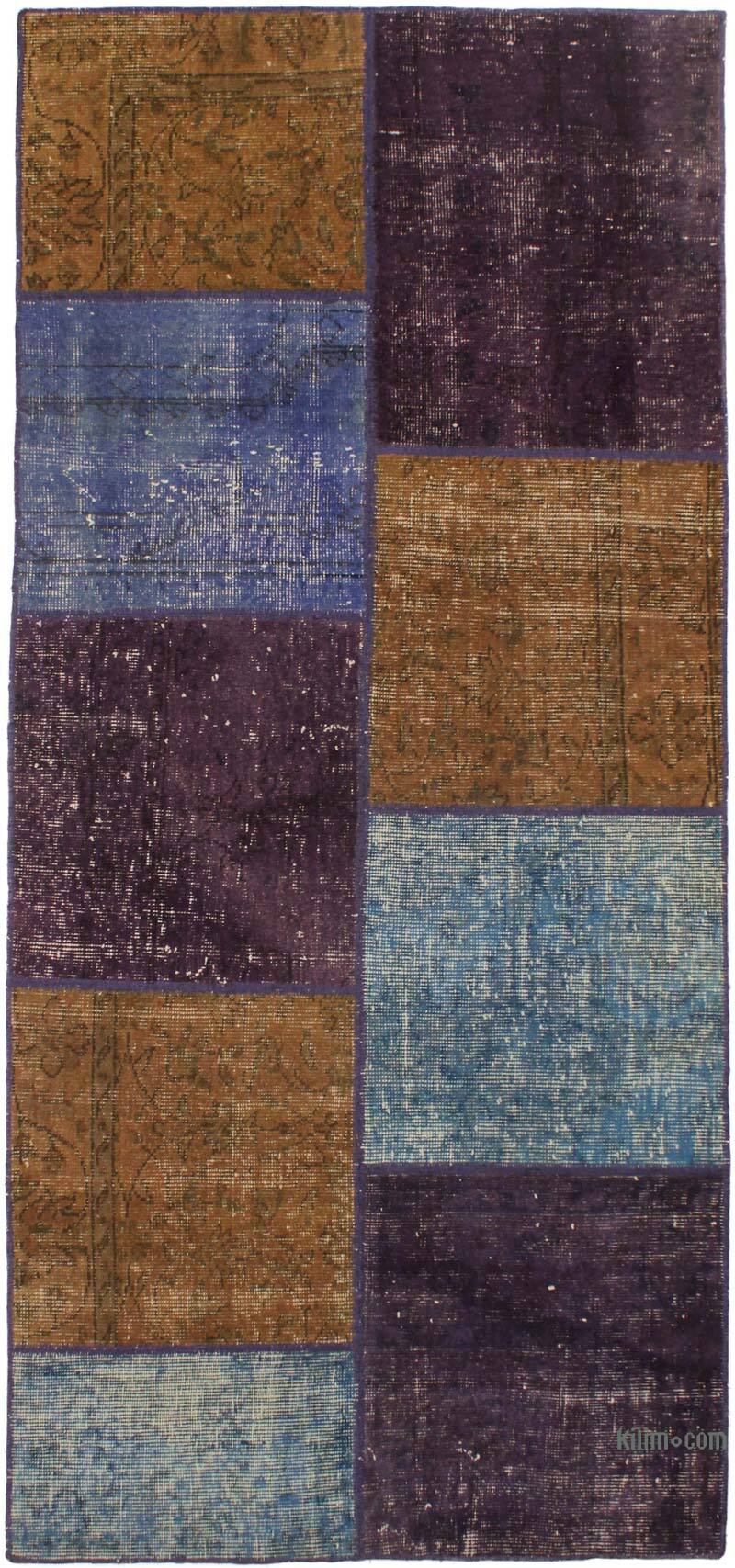 Patchwork Hand-Knotted Turkish Runner - 2' 11" x 6' 7" (35" x 79") - K0076537