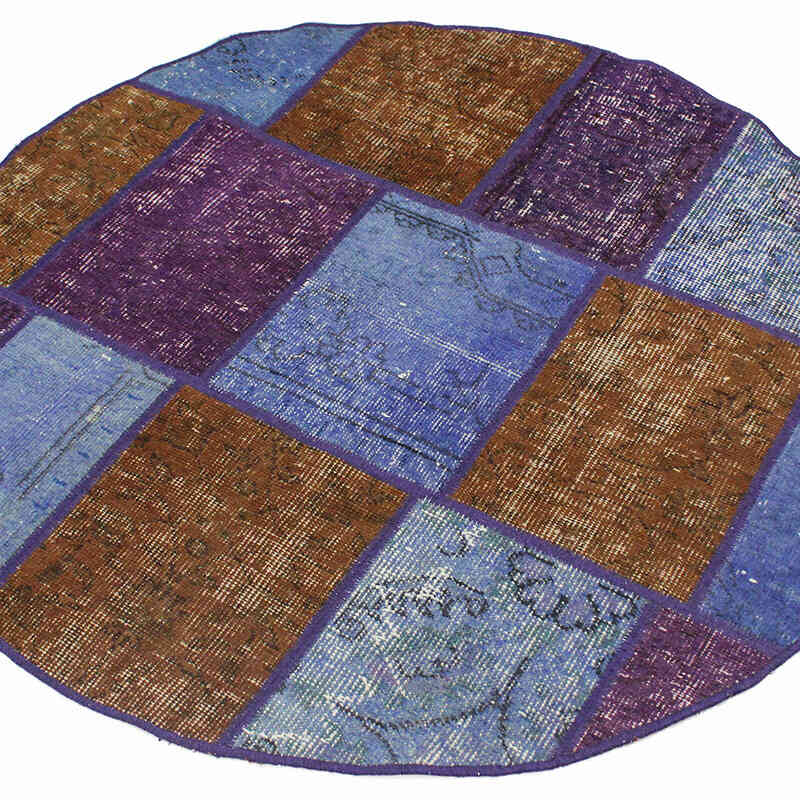 Alfombra De Retazos Turca Sobre-Teñida - 110 cm x 110 cm - K0076540