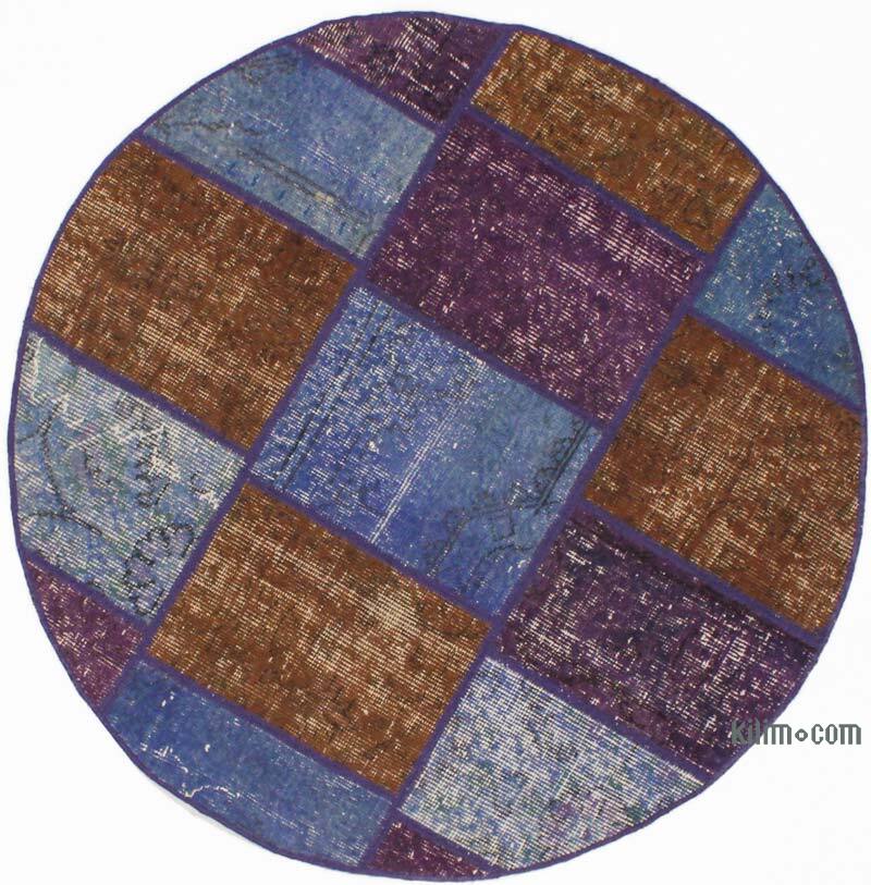 Alfombra De Retazos Turca Sobre-Teñida - 110 cm x 110 cm - K0076540