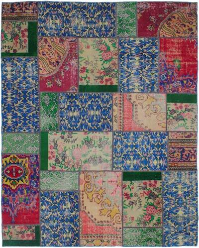 Patchwork Hand-Knotted Turkish Rug - 6' 3" x 7' 11" (75" x 95")
