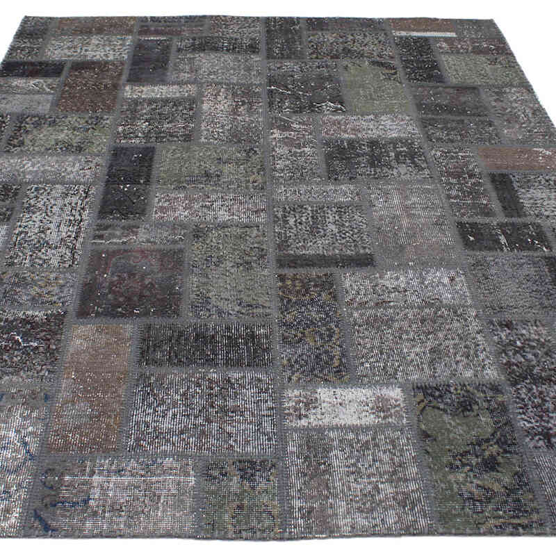Patchwork Hand-Knotted Turkish Rug - 5' 8" x 7' 10" (68" x 94") - K0076554
