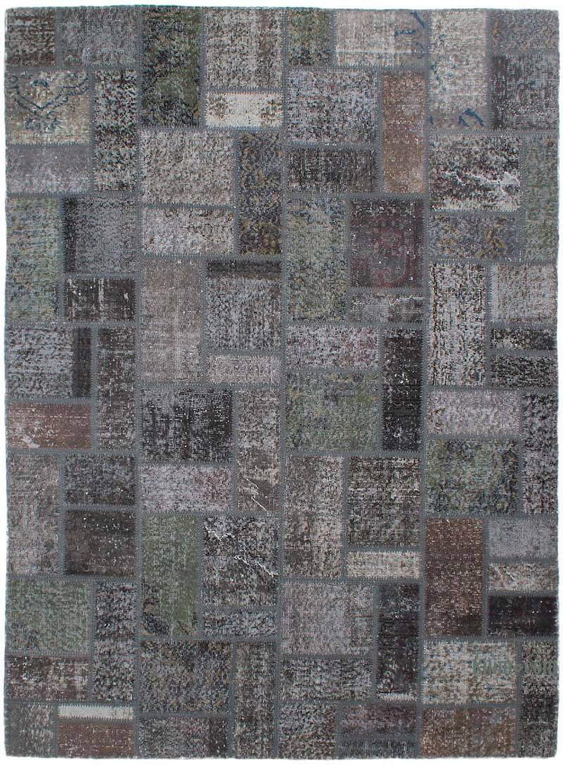 Patchwork Hand-Knotted Turkish Rug - 5' 8" x 7' 10" (68" x 94") - K0076554