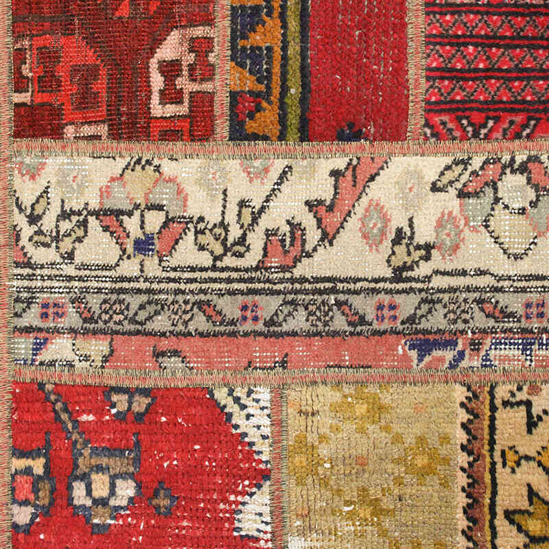 Patchwork Hand-Knotted Turkish Rug - 4' 9" x 7' 4" (57" x 88") - K0076557