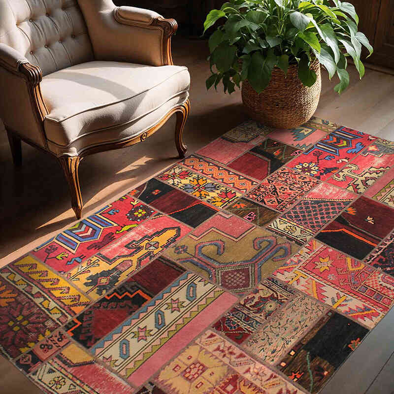 Alfombra Turca de Retazos - 147 cm x 194 cm - K0076559