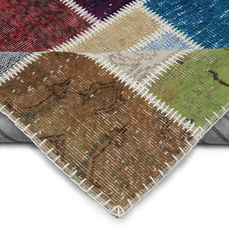 Patchwork Hand-Knotted Turkish Rug - 4' 10" x 6' 11" (58" x 83") - K0076570