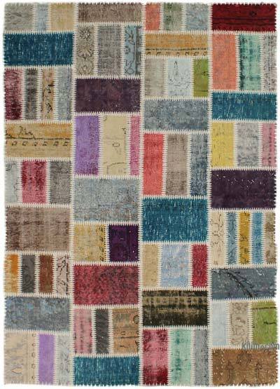 Patchwork Hand-Knotted Turkish Rug - 4' 10" x 6' 11" (58" x 83")