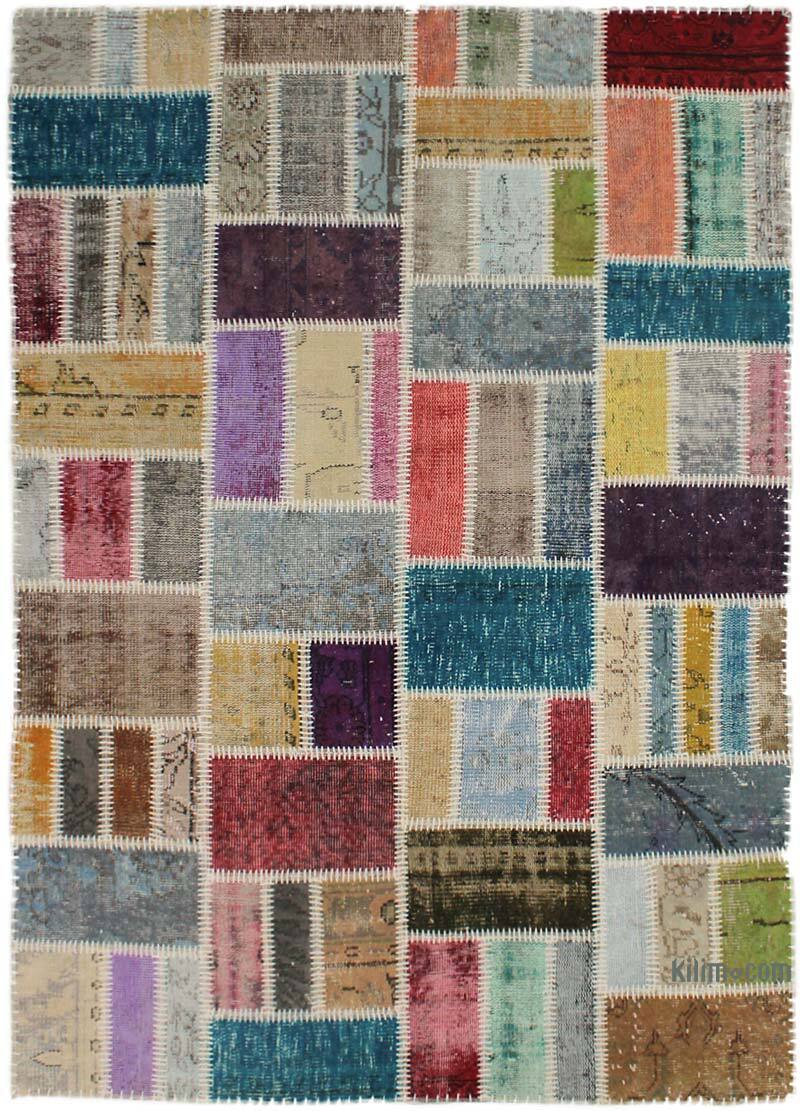 Patchwork Hand-Knotted Turkish Rug - 4' 10" x 6' 11" (58" x 83") - K0076570