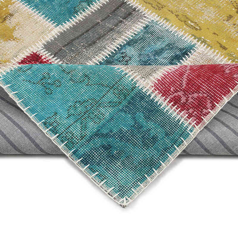 Patchwork Hand-Knotted Turkish Rug - 5' 1" x 6' 7" (61" x 79") - K0076576