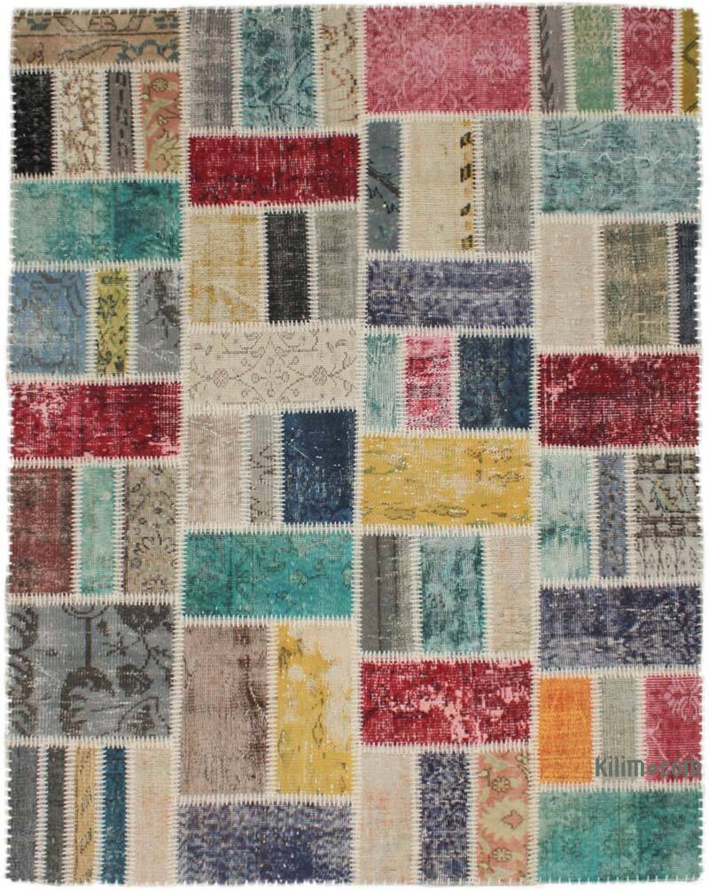Patchwork Hand-Knotted Turkish Rug - 5' 1" x 6' 7" (61" x 79") - K0076576