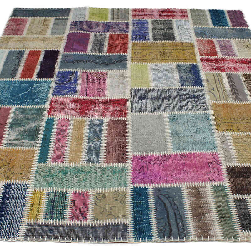 Patchwork Hand-Knotted Turkish Rug - 5' 1" x 6' 8" (61" x 80") - K0076577