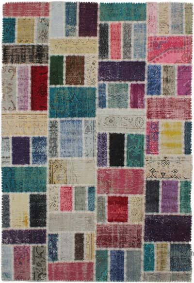 Patchwork Hand-Knotted Turkish Rug - 5' 5" x 8'  (65" x 96")