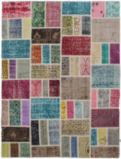 Patchwork Hand-Knotted Turkish Rug - 4' 11" x 6' 8" (59" x 80")