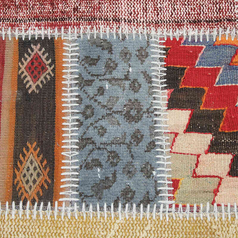 Patchwork Hand-Knotted Turkish Rug - 5' 7" x 8'  (67" x 96") - K0076584