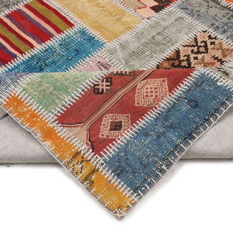 Patchwork Hand-Knotted Turkish Rug - 5' 7" x 8'  (67" x 96") - K0076584