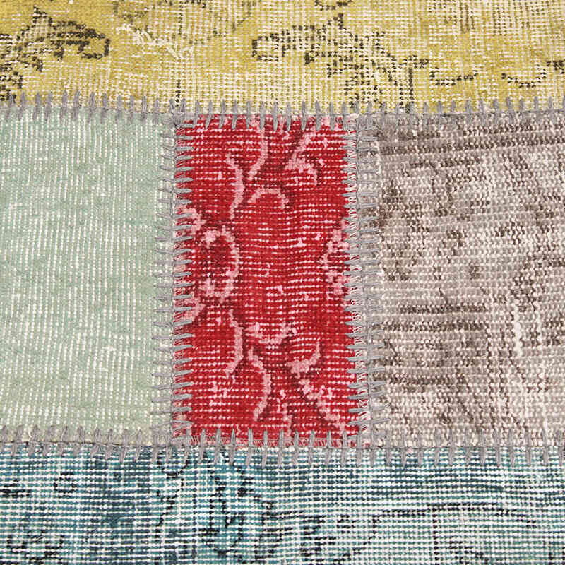 Patchwork Hand-Knotted Turkish Rug - 4' 11" x 8' 2" (59" x 98") - K0076585