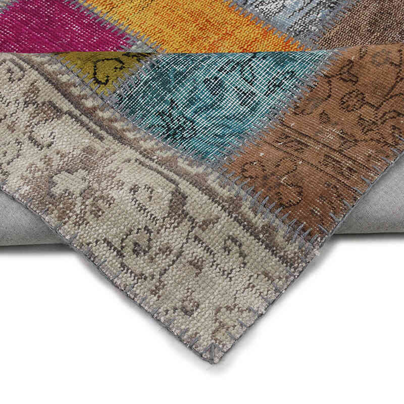Patchwork Hand-Knotted Turkish Rug - 4' 11" x 8' 2" (59" x 98") - K0076585