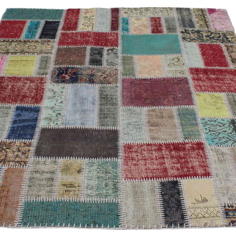 Patchwork Hand-Knotted Turkish Rug - 5' 1" x 6' 7" (61" x 79") - K0076586