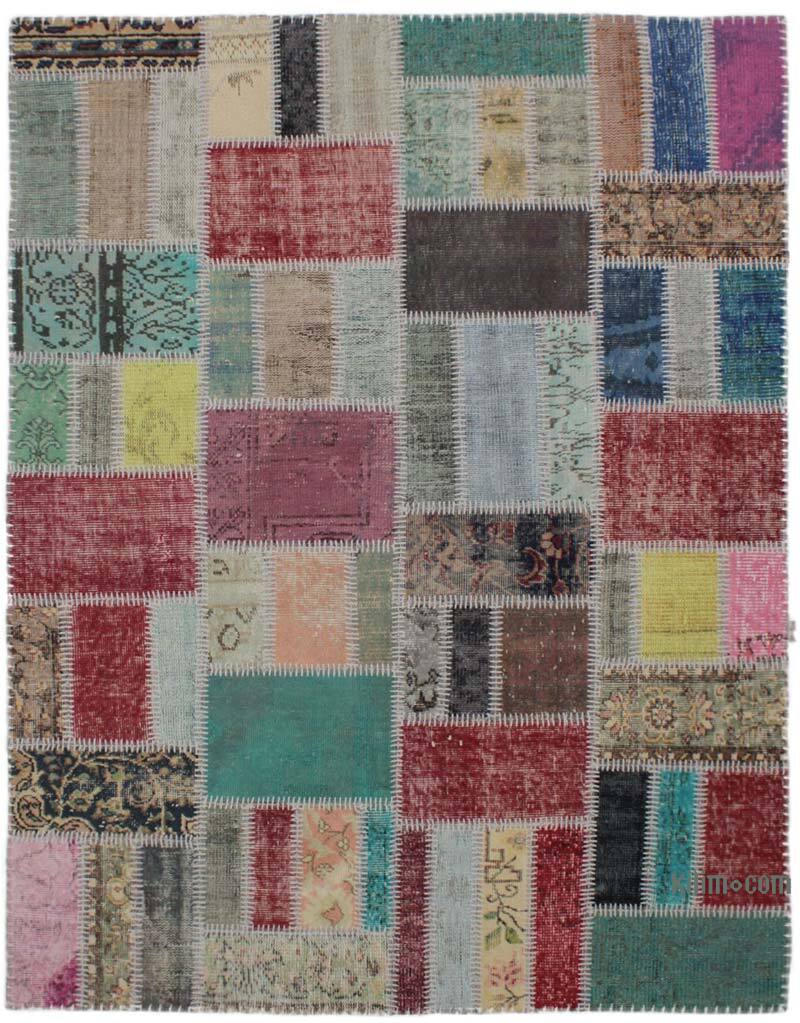Patchwork Hand-Knotted Turkish Rug - 5' 1" x 6' 7" (61" x 79") - K0076586