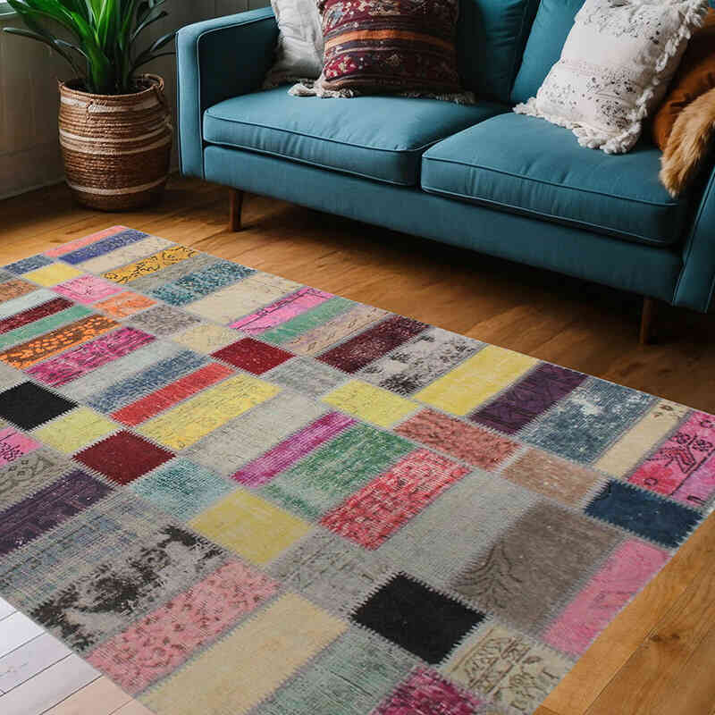 Patchwork El Dokuma Halı - 140 cm x 218 cm - K0076588