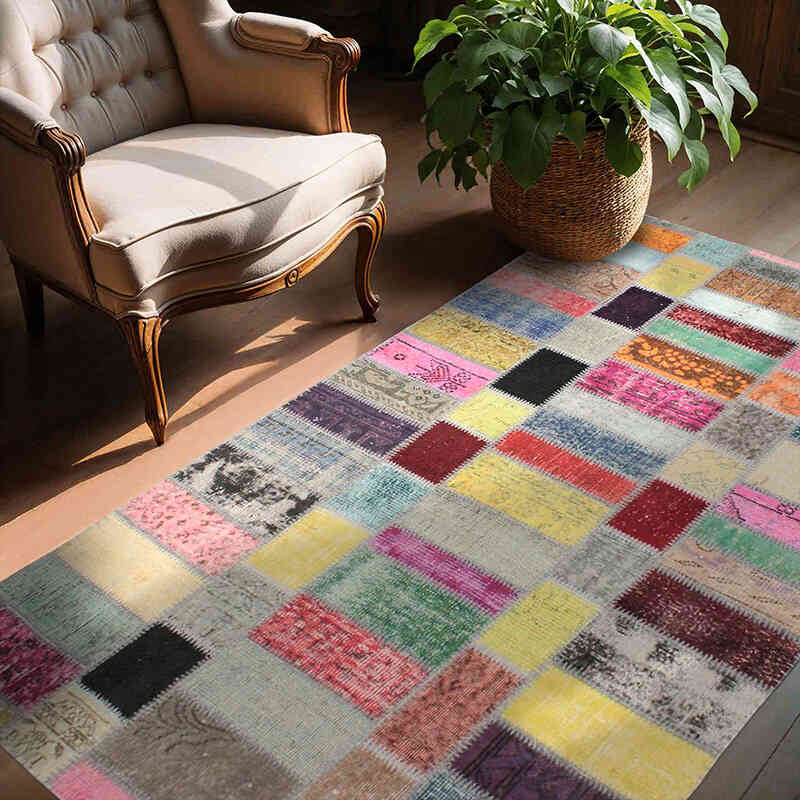 Patchwork El Dokuma Halı - 140 cm x 218 cm - K0076588