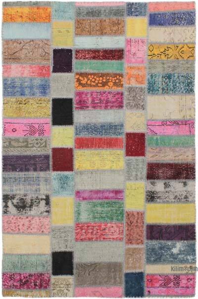 Patchwork Hand-Knotted Turkish Rug - 4' 7" x 7' 2" (55" x 86")