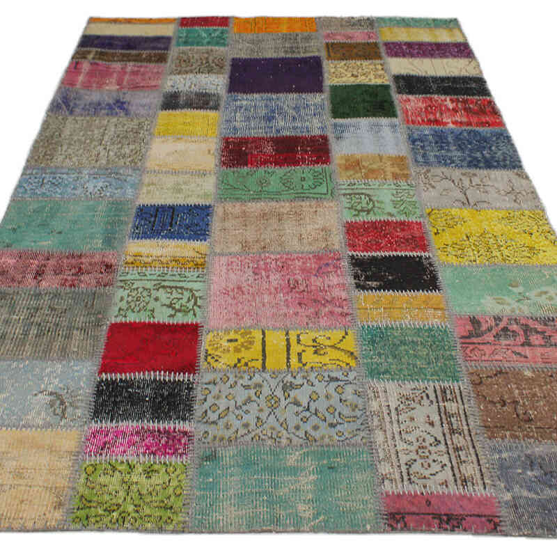 Patchwork Hand-Knotted Turkish Rug - 4' 11" x 8' 6" (59" x 102") - K0076590