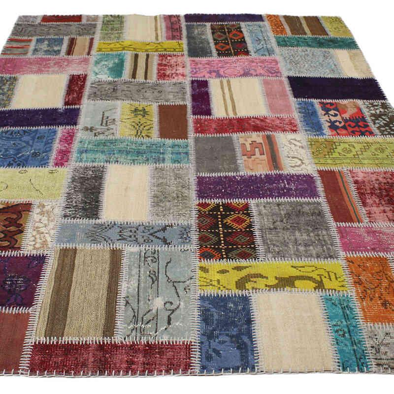 Patchwork Hand-Knotted Turkish Rug - 6'  x 8'  (72" x 96") - K0076591