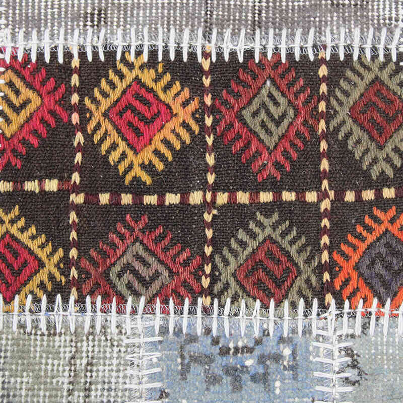 Patchwork Hand-Knotted Turkish Rug - 6'  x 8'  (72" x 96") - K0076591
