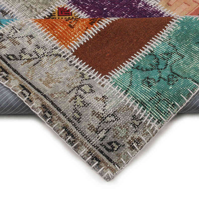 Patchwork Hand-Knotted Turkish Rug - 6'  x 8'  (72" x 96") - K0076591