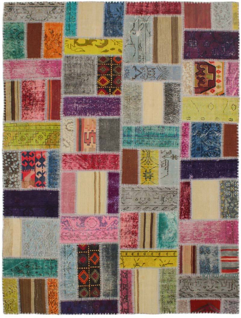 Patchwork Hand-Knotted Turkish Rug - 6'  x 8'  (72" x 96") - K0076591