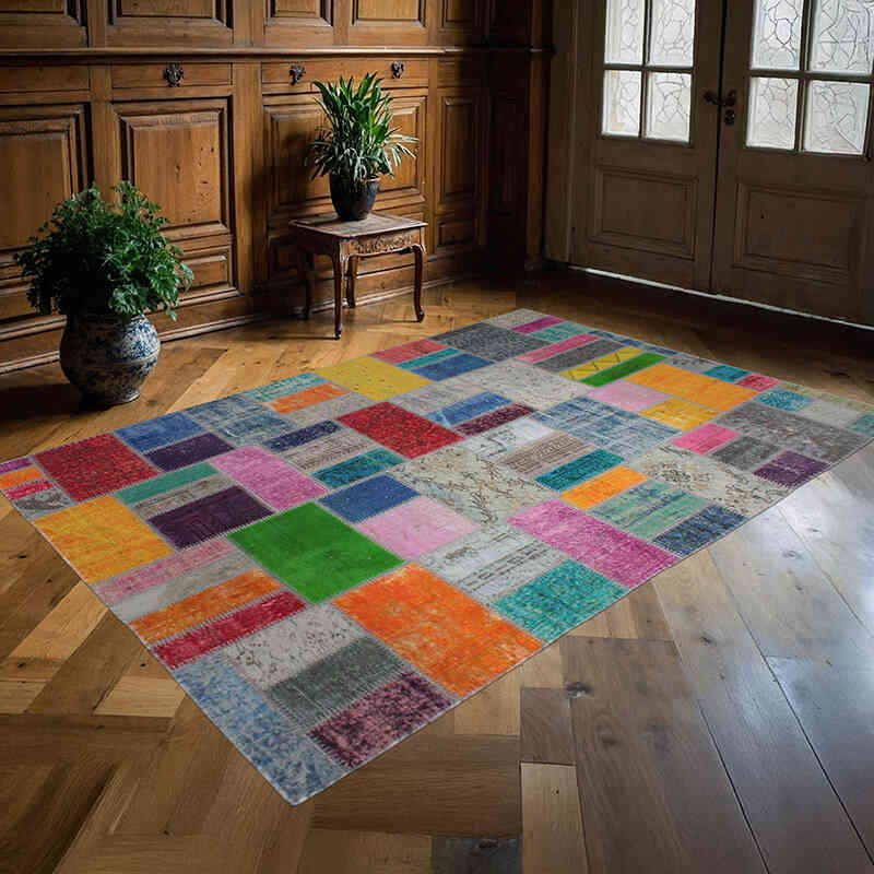 Patchwork El Dokuma Halı - 170 cm x 245 cm - K0076594