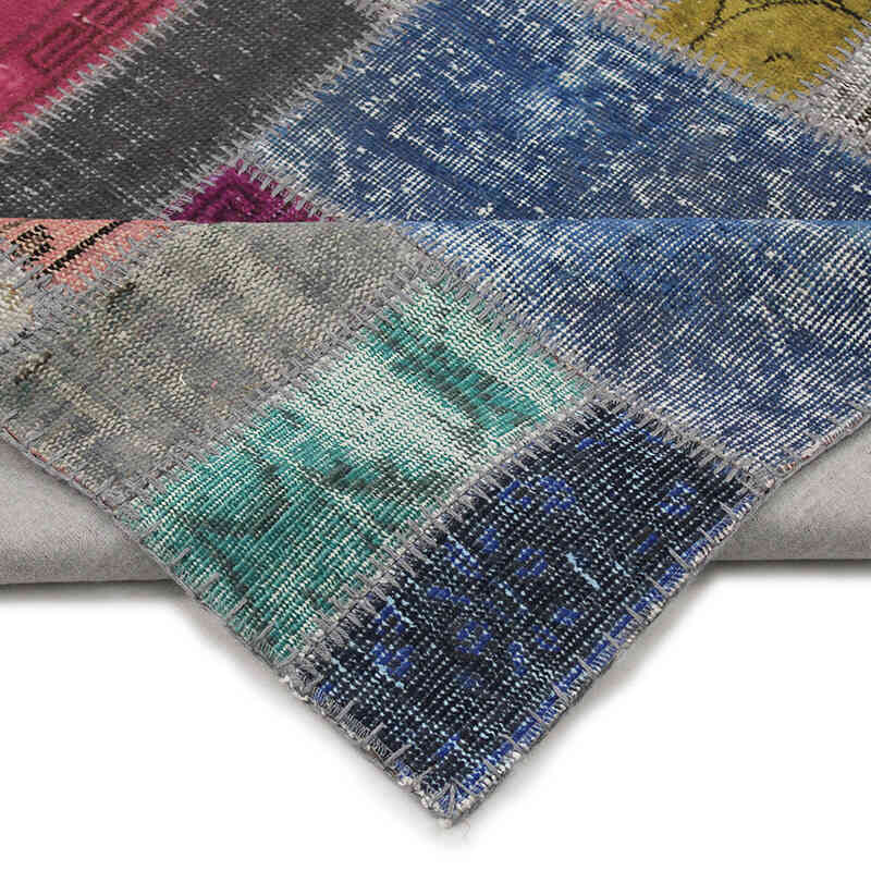 Patchwork Hand-Knotted Turkish Rug - 5' 5" x 8'  (65" x 96") - K0076597