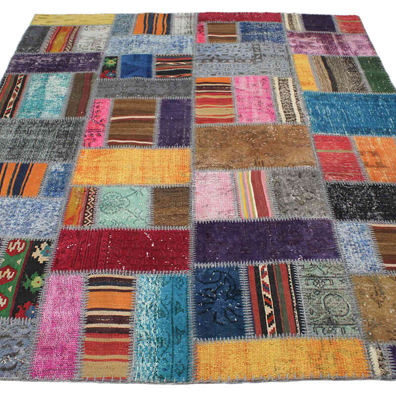 Patchwork Hand-Knotted Turkish Rug - 5' 11" x 7' 10" (71" x 94") - K0076599