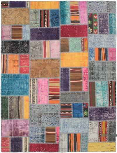 Patchwork Hand-Knotted Turkish Rug - 5' 11" x 7' 10" (71" x 94")