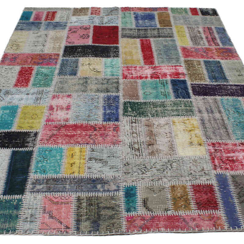 Patchwork Hand-Knotted Turkish Rug - 5' 6" x 8'  (66" x 96") - K0076600