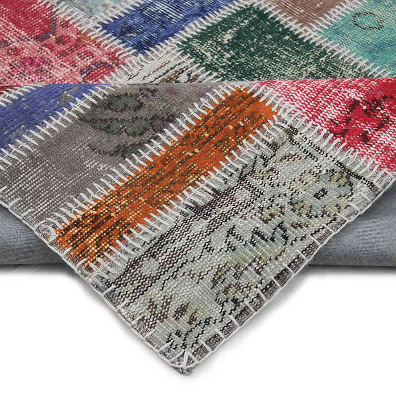 Patchwork Hand-Knotted Turkish Rug - 5' 6" x 8'  (66" x 96") - K0076600
