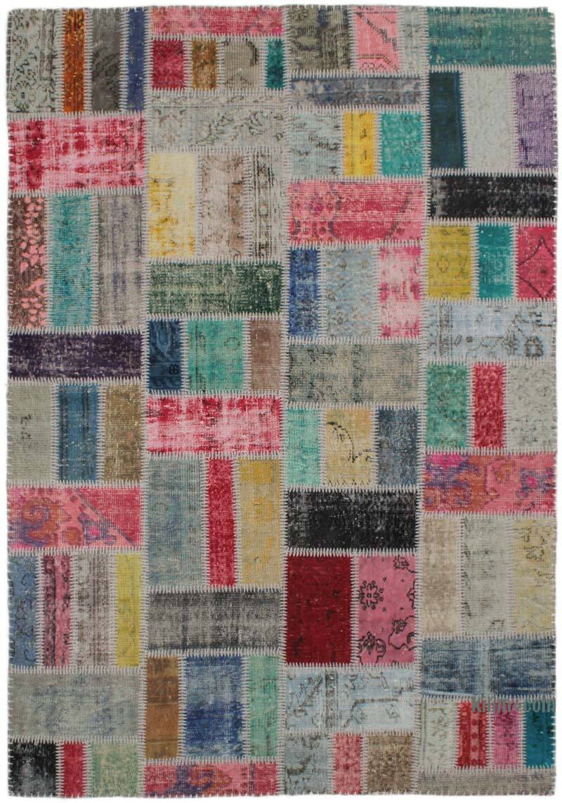 Patchwork Hand-Knotted Turkish Rug - 5' 6" x 8'  (66" x 96") - K0076600