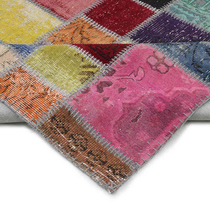 Patchwork Hand-Knotted Turkish Rug - 5' 7" x 7' 10" (67" x 94") - K0076601