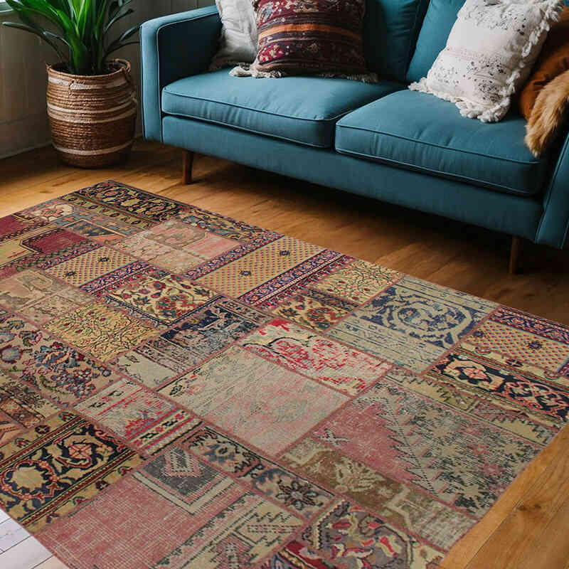 Patchwork El Dokuma Halı - 140 cm x 203 cm - K0076602