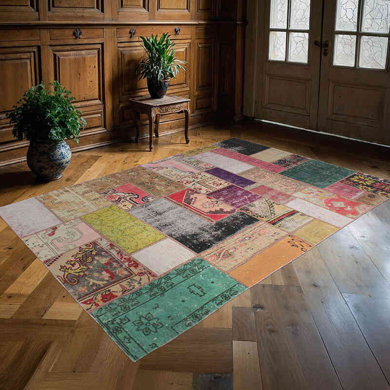 Patchwork El Dokuma Halı - 163 cm x 234 cm - K0076605