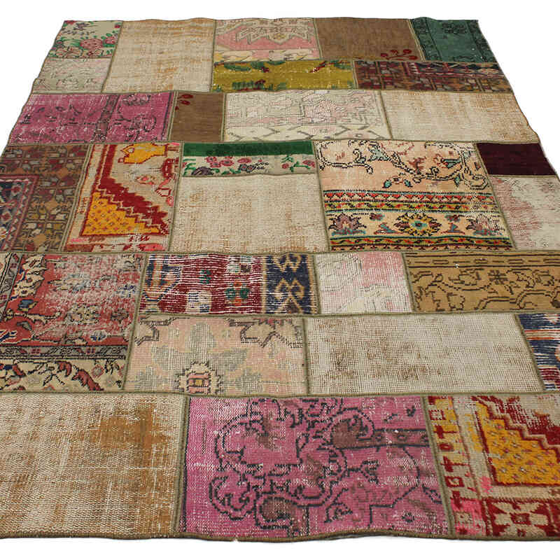 Patchwork Hand-Knotted Turkish Rug - 5' 7" x 8' 1" (67" x 97") - K0076611