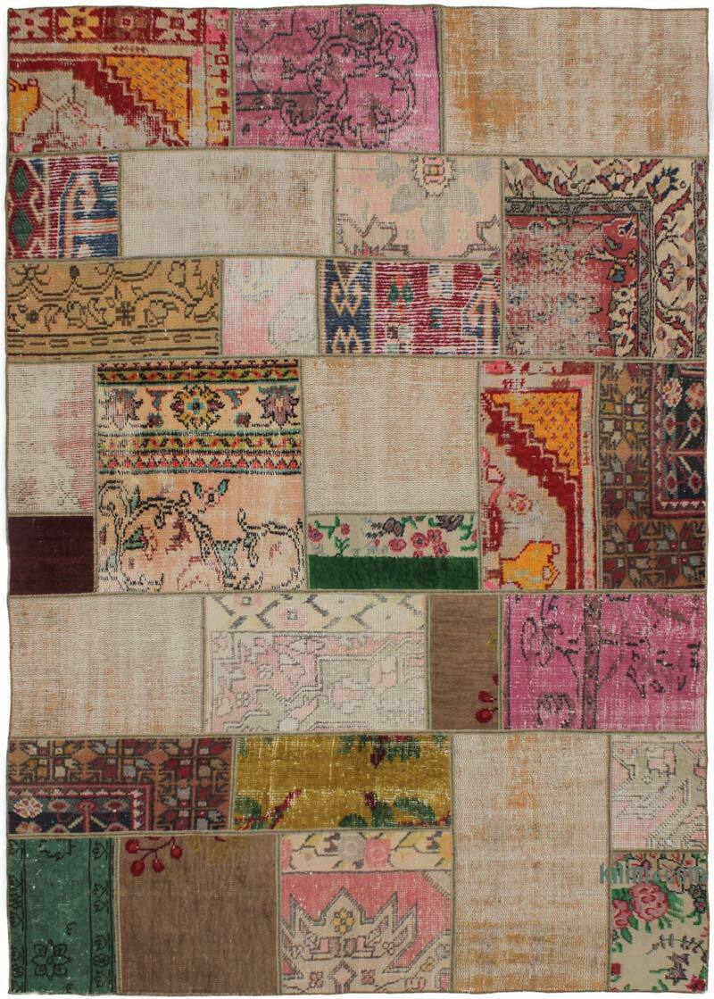 Patchwork Hand-Knotted Turkish Rug - 5' 7" x 8' 1" (67" x 97") - K0076611