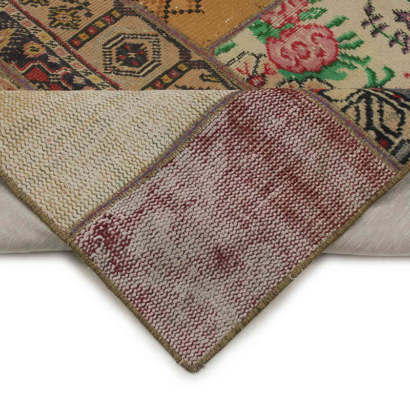 Patchwork Hand-Knotted Turkish Rug - 5' 7" x 7' 5" (67" x 89") - K0076616