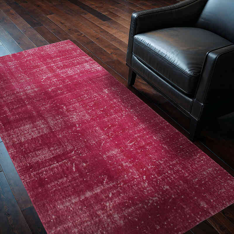 Kırmızı Boyalı El Dokuma Vintage Halı - 111 cm x 200 cm - K0076648