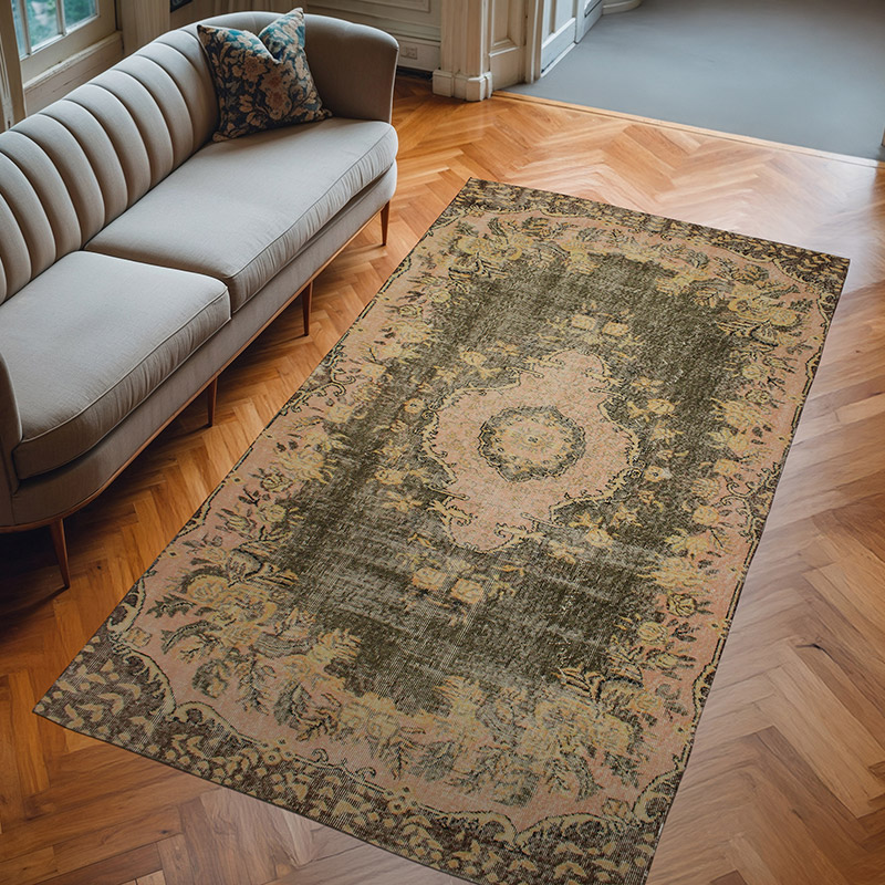 Alfombra Vintage Turca Anudada a Mano - 140 cm x 270 cm - K0076662