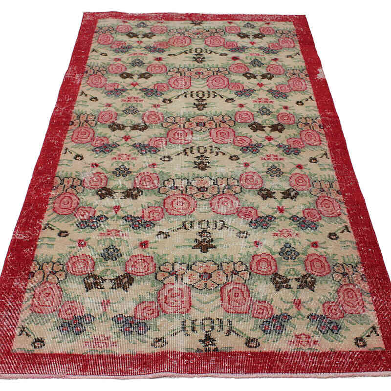 Alfombra Vintage Turca Anudada a Mano - 110 cm x 210 cm - K0076664